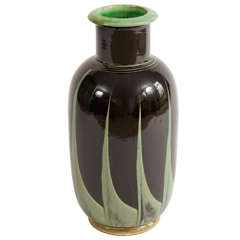 Vintage Herman Kähler Art Deco Vase Danish Originally Drilled for a Lamp